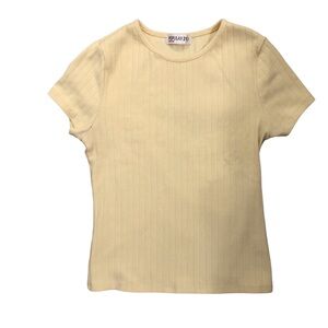 Y2K Butter Yellow Rib Knit Baby Tee Size S